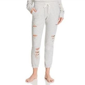 NIB Alo Yoga Ripped Distressed Sweatpants Cream Size Large